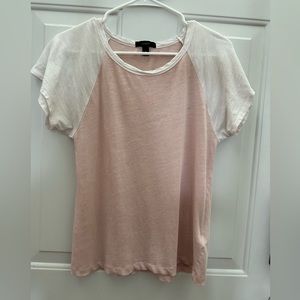 J. Crew ramie nylon pink and white t-shirt